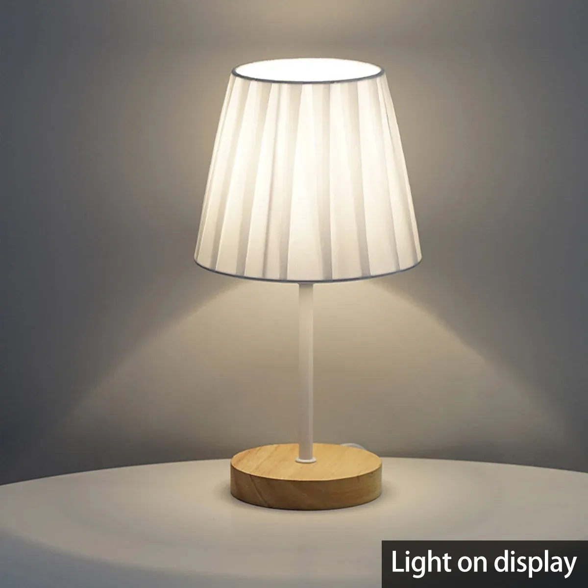 Modern USB Powered Wooden Table Lamp with Linen Lampshade, Warm White LED Light, Perfect for Bedroom, Nightstand, Home Decor thumbnail 4