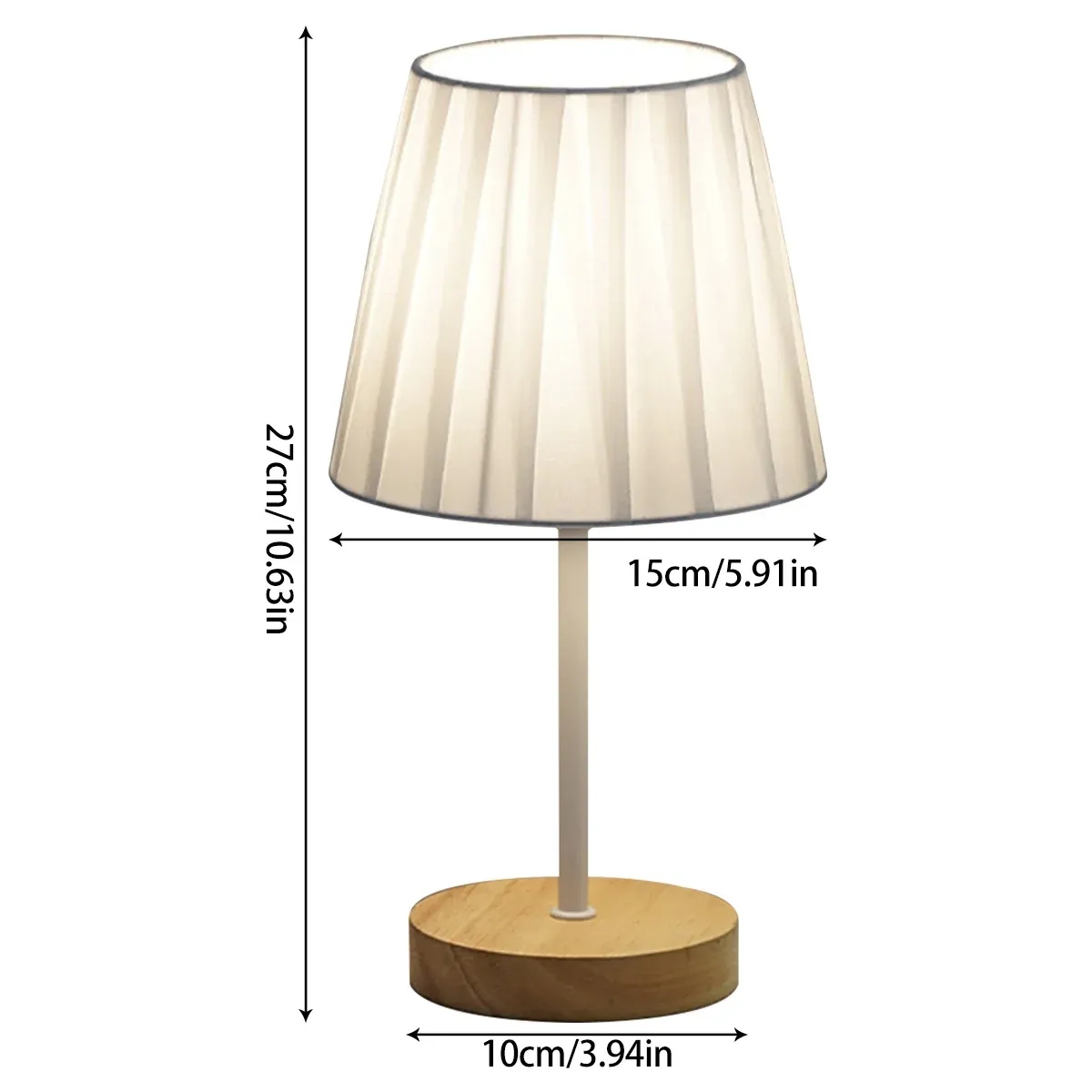 Modern USB Powered Wooden Table Lamp with Linen Lampshade, Warm White LED Light, Perfect for Bedroom, Nightstand, Home Decor thumbnail 6
