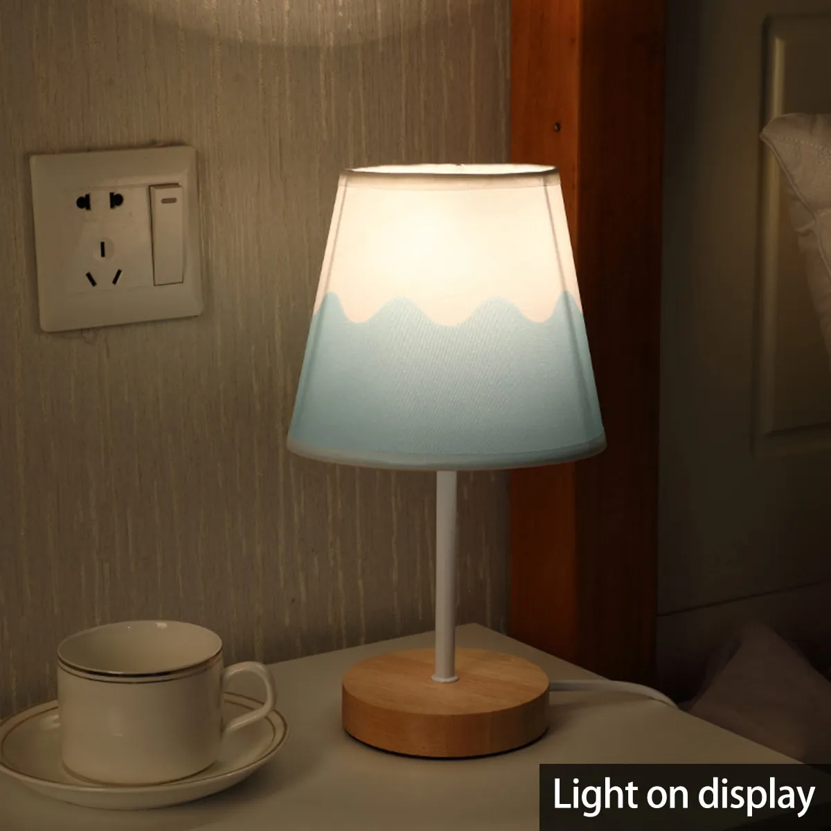 Modern USB Powered Wooden Table Lamp with Linen Lampshade, Warm White LED Light, Perfect for Bedroom, Nightstand, Home Decor showcase 5