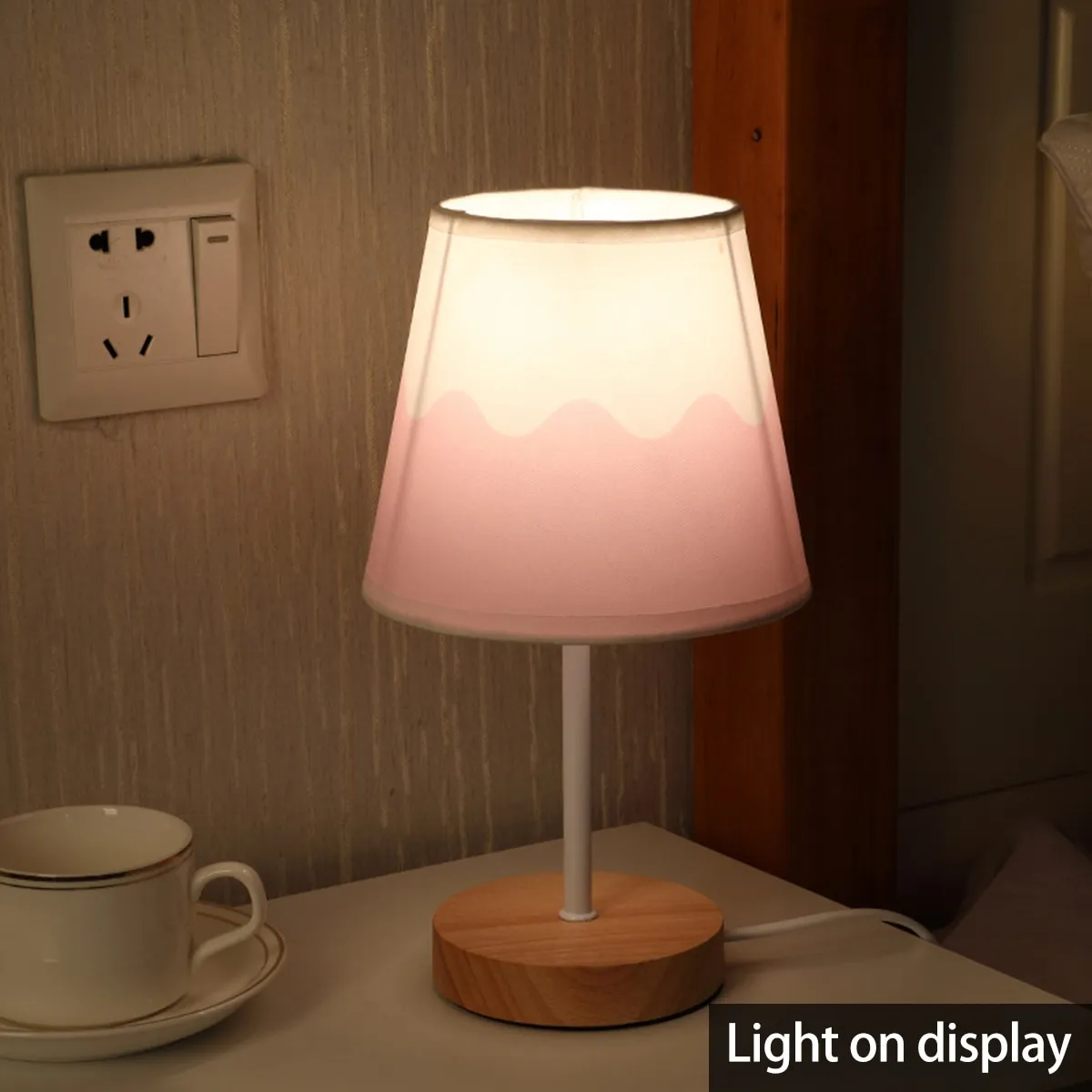 Modern USB Powered Wooden Table Lamp with Linen Lampshade, Warm White LED Light, Perfect for Bedroom, Nightstand, Home Decor showcase 4