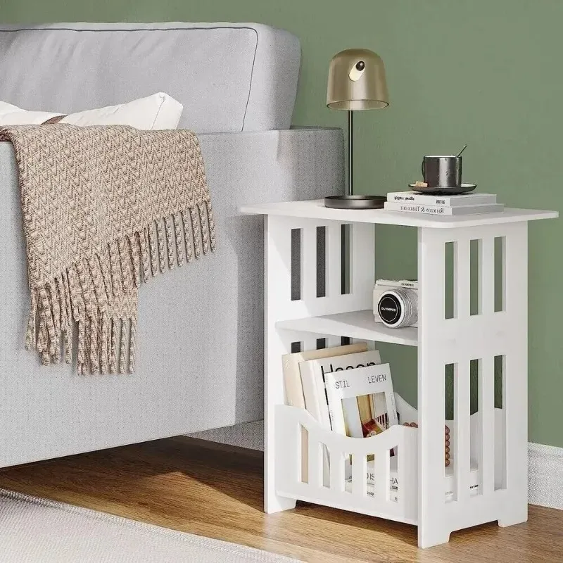Modern Bedside Table Sofa Side Cabinet with Storage Shelf - Compact Living Room End Coffee Tea Table for Bedroom Nightstand thumbnail 2