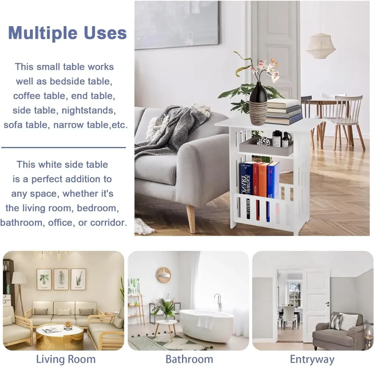 Modern Bedside Table Sofa Side Cabinet with Storage Shelf - Compact Living Room End Coffee Tea Table for Bedroom Nightstand showcase 2