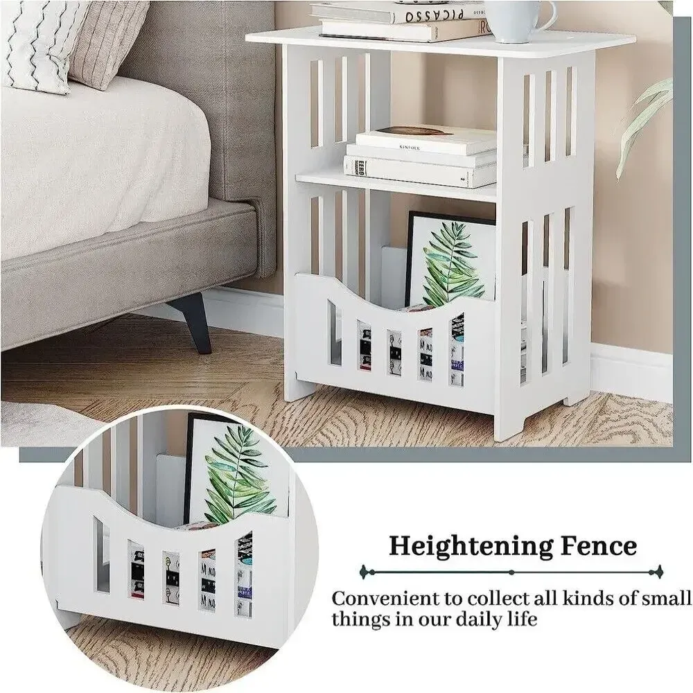Modern Bedside Table Sofa Side Cabinet with Storage Shelf - Compact Living Room End Coffee Tea Table for Bedroom Nightstand showcase 5