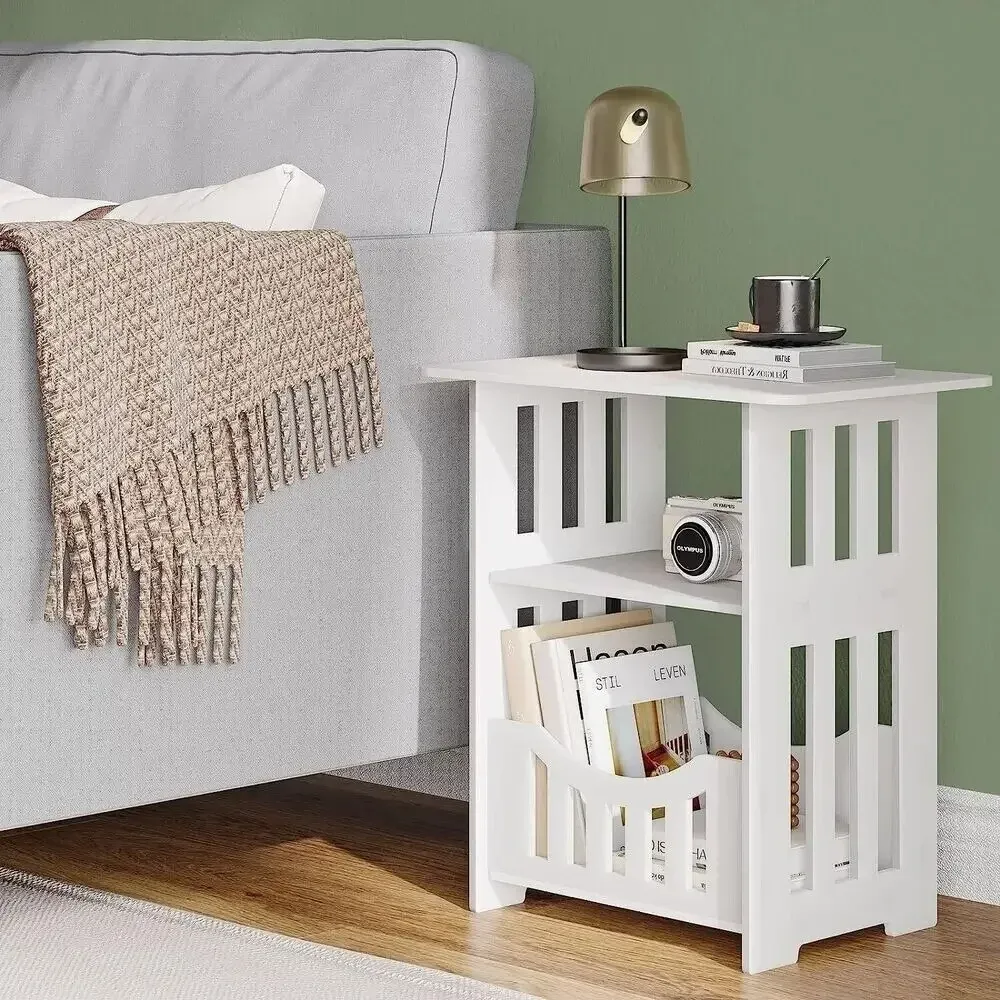 Modern Bedside Table Sofa Side Cabinet with Storage Shelf - Compact Living Room End Coffee Tea Table for Bedroom Nightstand showcase 4