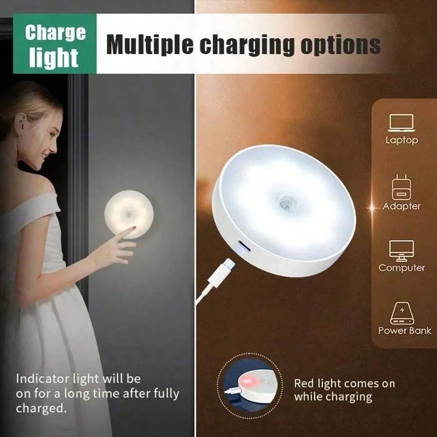 Rechargeable Motion Sensor LED Night Light with Magnetic Mount - Warm White, USB Powered, Eye-Friendly for Bedroom, Cabinet, Drawer, Hallway, Stairs showcase 10