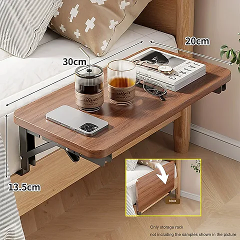 Foldable Collapsible Bedside Shelf Organizer - Space-Saving Dorm Bunk Bed Caddy, Attachable Nightstand Table for College Students, Holds Laptops, Books, Snacks - No Tools Required