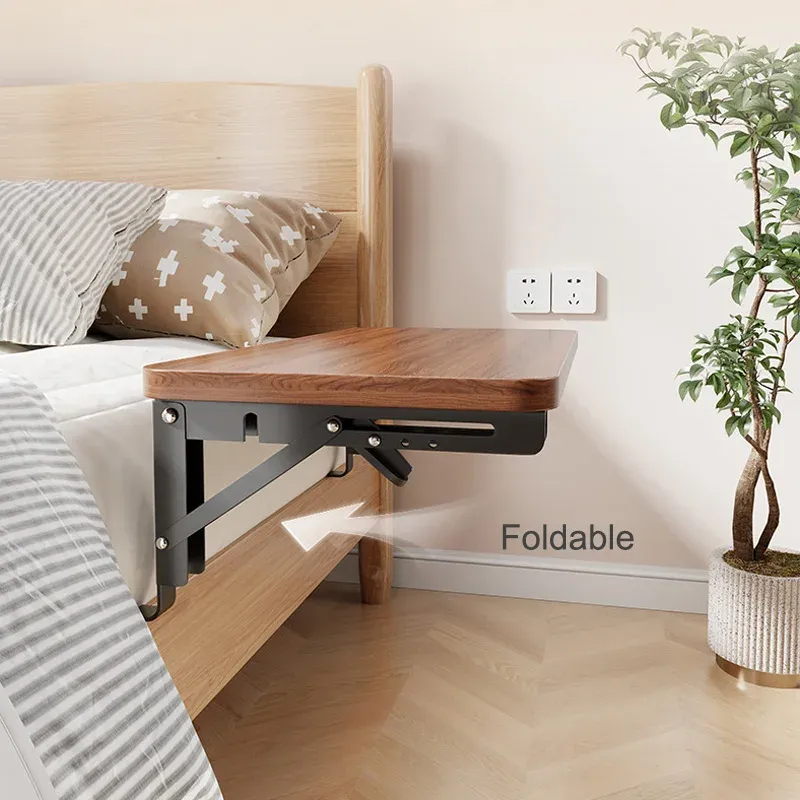 Foldable Collapsible Bedside Shelf Organizer - Space-Saving Dorm Bunk Bed Caddy, Attachable Nightstand Table for College Students, Holds Laptops, Books, Snacks - No Tools Required thumbnail 4