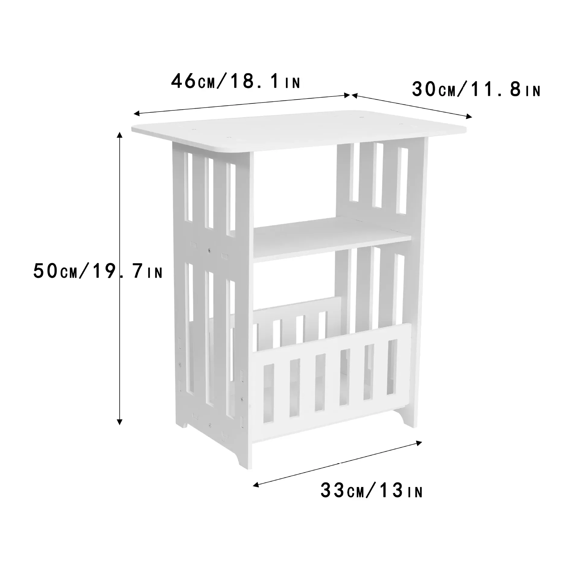Modern Nordic Storage Side Table | Minimalist Scandinavian End Table Nightstand with Open Shelf | Compact Bedside Cabinet for Living Room Bedroom Furniture thumbnail 2