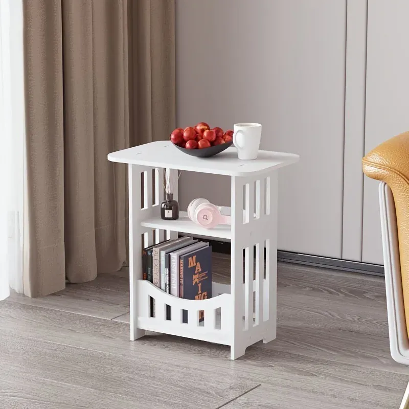 Modern Nordic Storage Side Table | Minimalist Scandinavian End Table Nightstand with Open Shelf | Compact Bedside Cabinet for Living Room Bedroom Furniture thumbnail 3