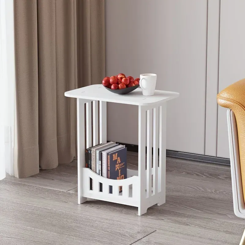 Modern Nordic Storage Side Table | Minimalist Scandinavian End Table Nightstand with Open Shelf | Compact Bedside Cabinet for Living Room Bedroom Furniture thumbnail 4