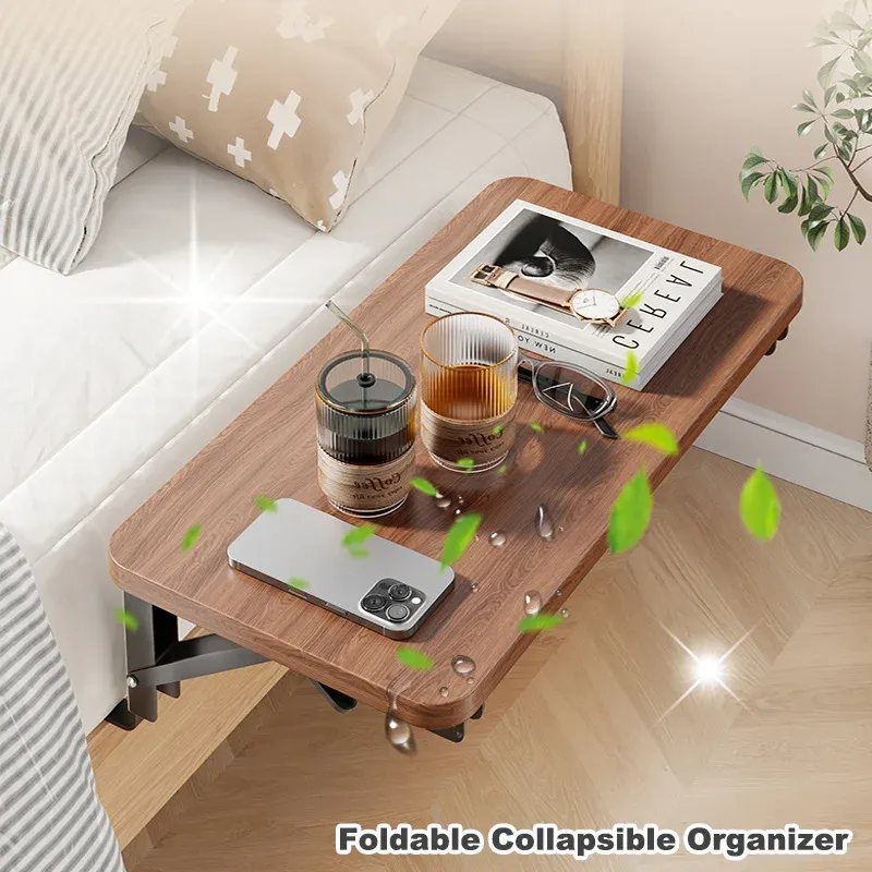 Foldable Bedside Table Tray Organizer, Clip-On Nightstand Shelf for Adults & Kids, Bedside Desk Organizer, Dorm Room Essentials, Space Saving Storage thumbnail 4