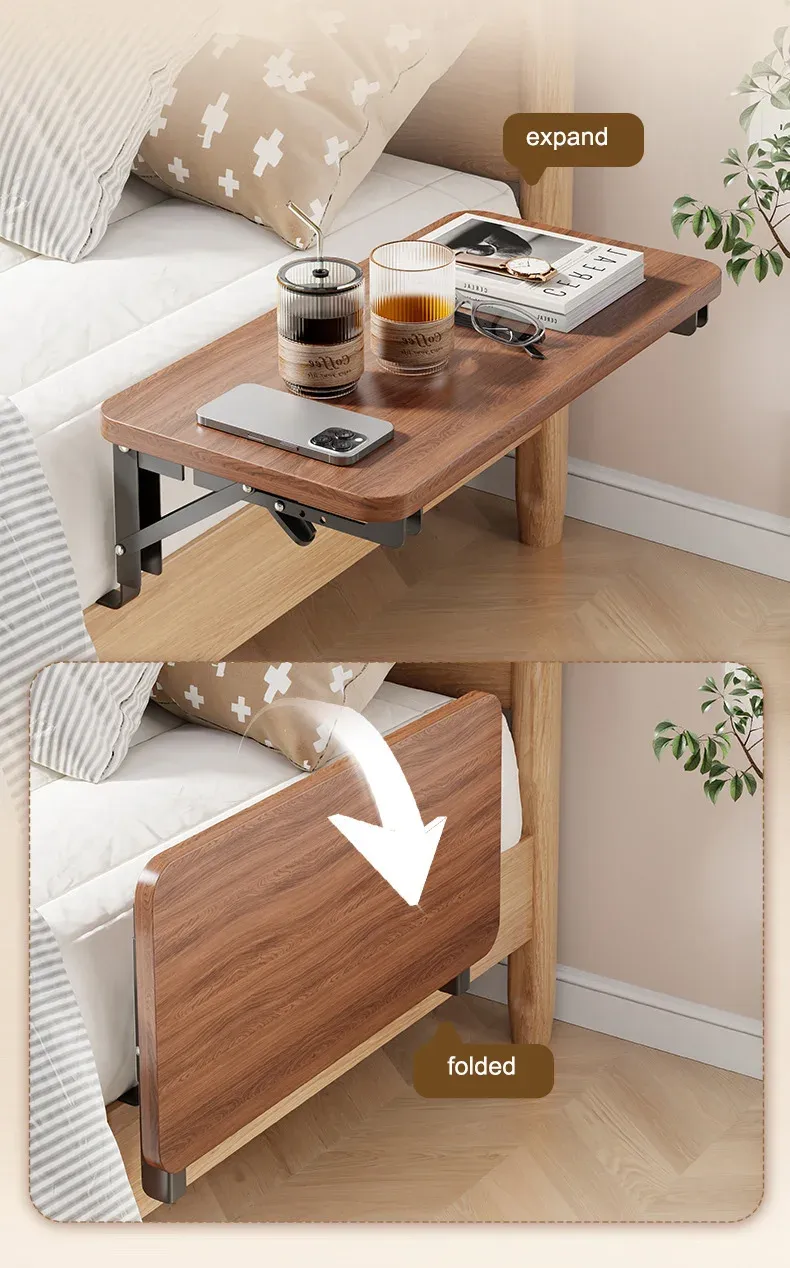 Foldable Bedside Table Tray Organizer, Clip-On Nightstand Shelf for Adults & Kids, Bedside Desk Organizer, Dorm Room Essentials, Space Saving Storage showcase 6