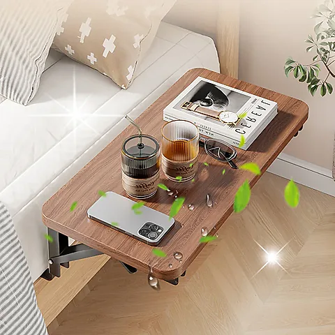 Foldable Bedside Table Tray Organizer, Clip-On Nightstand Shelf for Adults & Kids, Bedside Desk Organizer, Dorm Room Essentials, Space Saving Storage