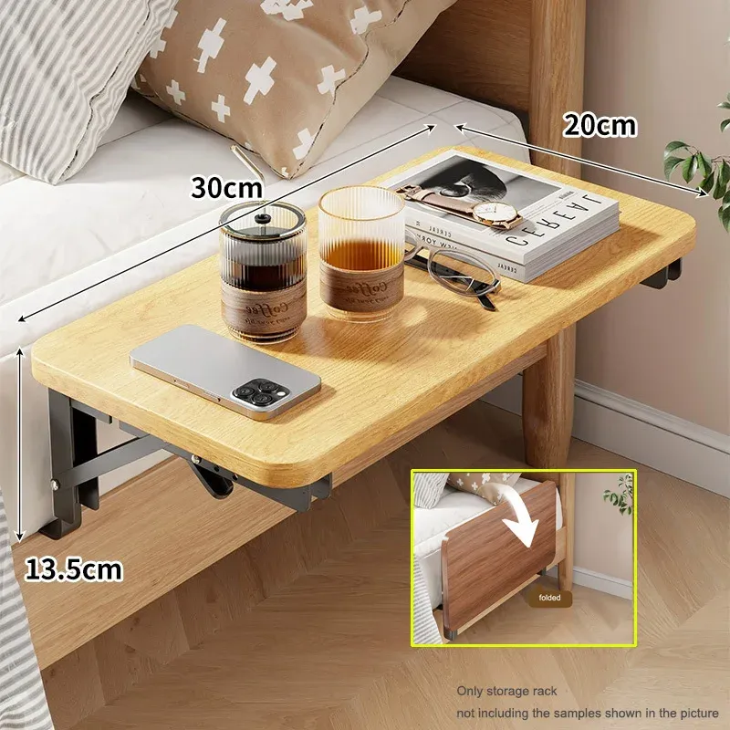 Foldable Bedside Table Tray Organizer, Clip-On Nightstand Shelf for Adults & Kids, Bedside Desk Organizer, Dorm Room Essentials, Space Saving Storage thumbnail 2