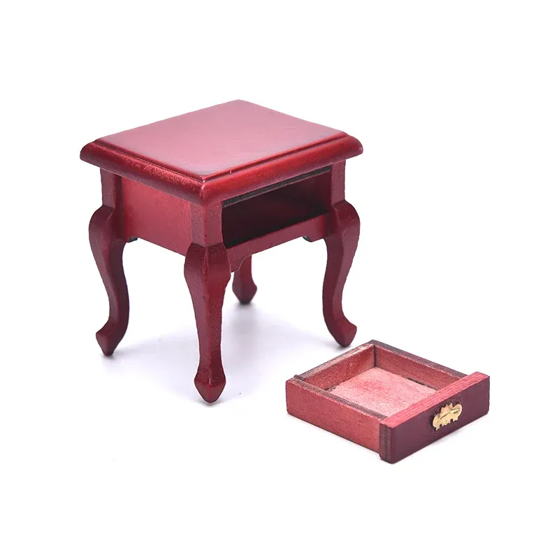 1:12 Scale Dollhouse Miniature Wooden Bedside Cabinet with Drawer - Exquisite Handmade Nightstand for Dollhouse Furniture Decor showcase 5