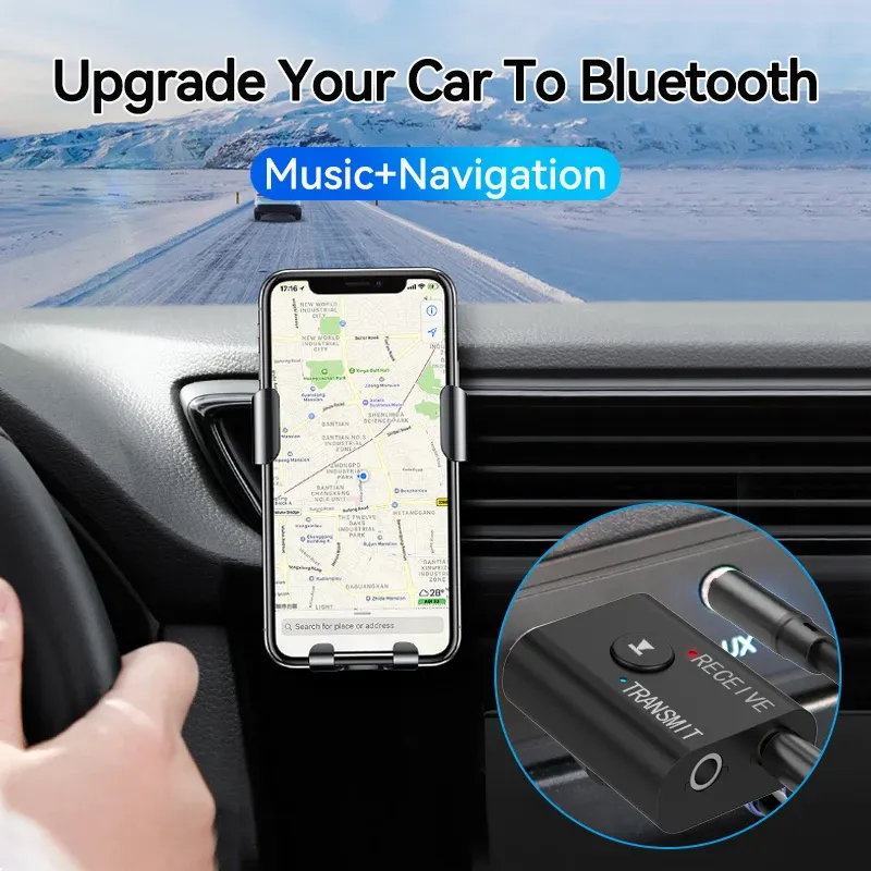 2-in-1 Bluetooth 5.0 Audio Receiver Transmitter, 3.5mm AUX USB Stereo Music Wireless Adapter with Mic for Car Speaker TV PC thumbnail 4