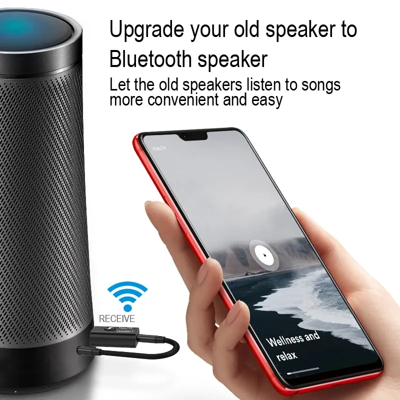 2-in-1 Bluetooth 5.0 Audio Receiver Transmitter, 3.5mm AUX USB Stereo Music Wireless Adapter with Mic for Car Speaker TV PC thumbnail 5