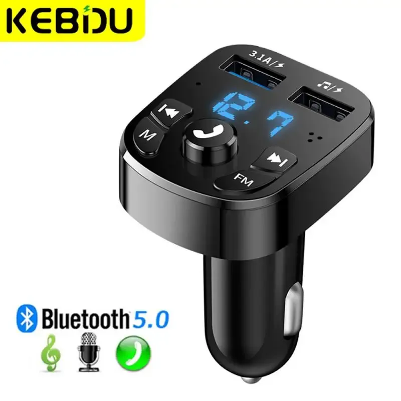 Bluetooth 5.0 Car FM Transmitter Kit with Dual USB Car Charger, Hands-Free Calling, MP3 Player Adapter, Supports Aux Input for Enhanced Audio
