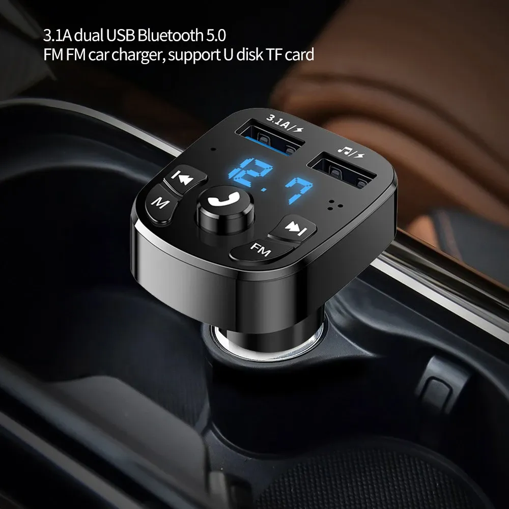 Bluetooth 5.0 Car FM Transmitter Kit with Dual USB Car Charger, Hands-Free Calling, MP3 Player Adapter, Supports Aux Input for Enhanced Audio showcase 3