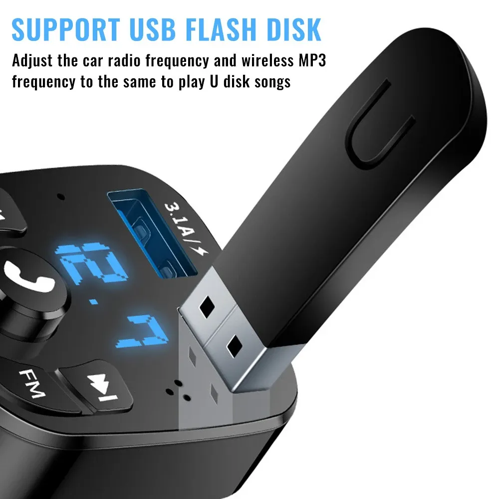Bluetooth 5.0 Car FM Transmitter Kit with Dual USB Car Charger, Hands-Free Calling, MP3 Player Adapter, Supports Aux Input for Enhanced Audio showcase 5