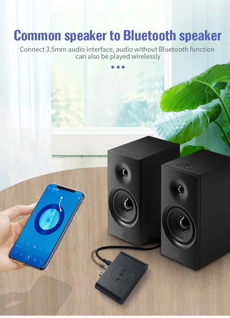 Bluetooth 5.2 NFC Wireless Audio Receiver Adapter with Microphone for Car Speaker Amplifier, 3.5mm AUX & RCA Input, USB Powered Music Streaming showcase 3