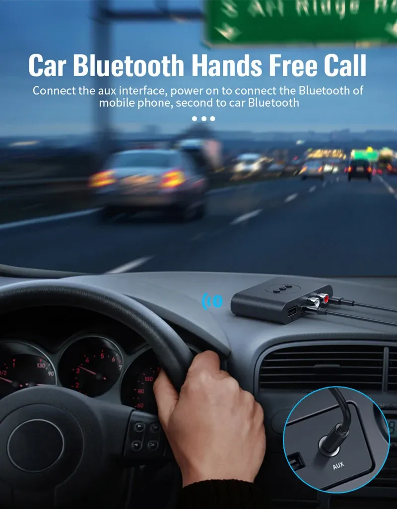 Bluetooth 5.2 NFC Wireless Audio Receiver Adapter with Microphone for Car Speaker Amplifier, 3.5mm AUX & RCA Input, USB Powered Music Streaming showcase 5