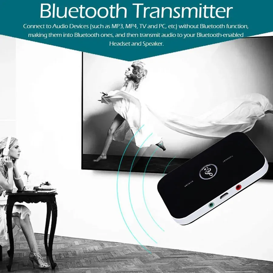 Bluetooth 5.0 Audio Transmitter Receiver Adapter - 3.5mm AUX Jack USB Dongle for Wireless Stereo Music Streaming to Car, PC, TV, Headphones showcase 2