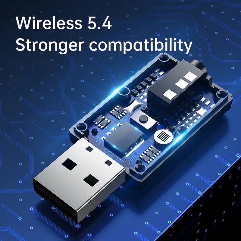 USB Bluetooth 5.4 Audio Transmitter Receiver with MIC, Wireless 3.5mm AUX/RCA Adapter for TV, PC, Home Stereo, Car Music Streaming thumbnail 5