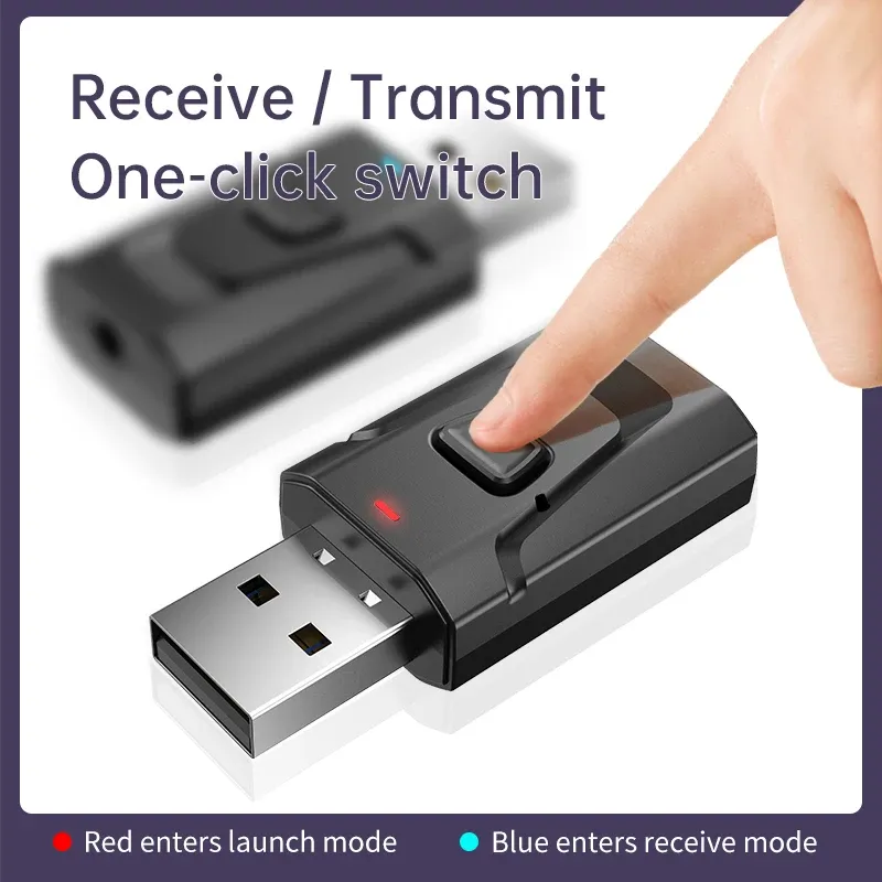 USB Bluetooth 5.4 Audio Transmitter Receiver with MIC, Wireless 3.5mm AUX/RCA Adapter for TV, PC, Home Stereo, Car Music Streaming thumbnail 3
