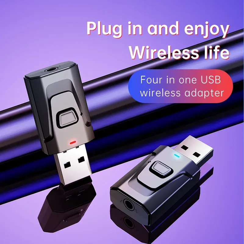 USB Bluetooth 5.4 Audio Transmitter Receiver with MIC, Wireless 3.5mm AUX/RCA Adapter for TV, PC, Home Stereo, Car Music Streaming thumbnail 2