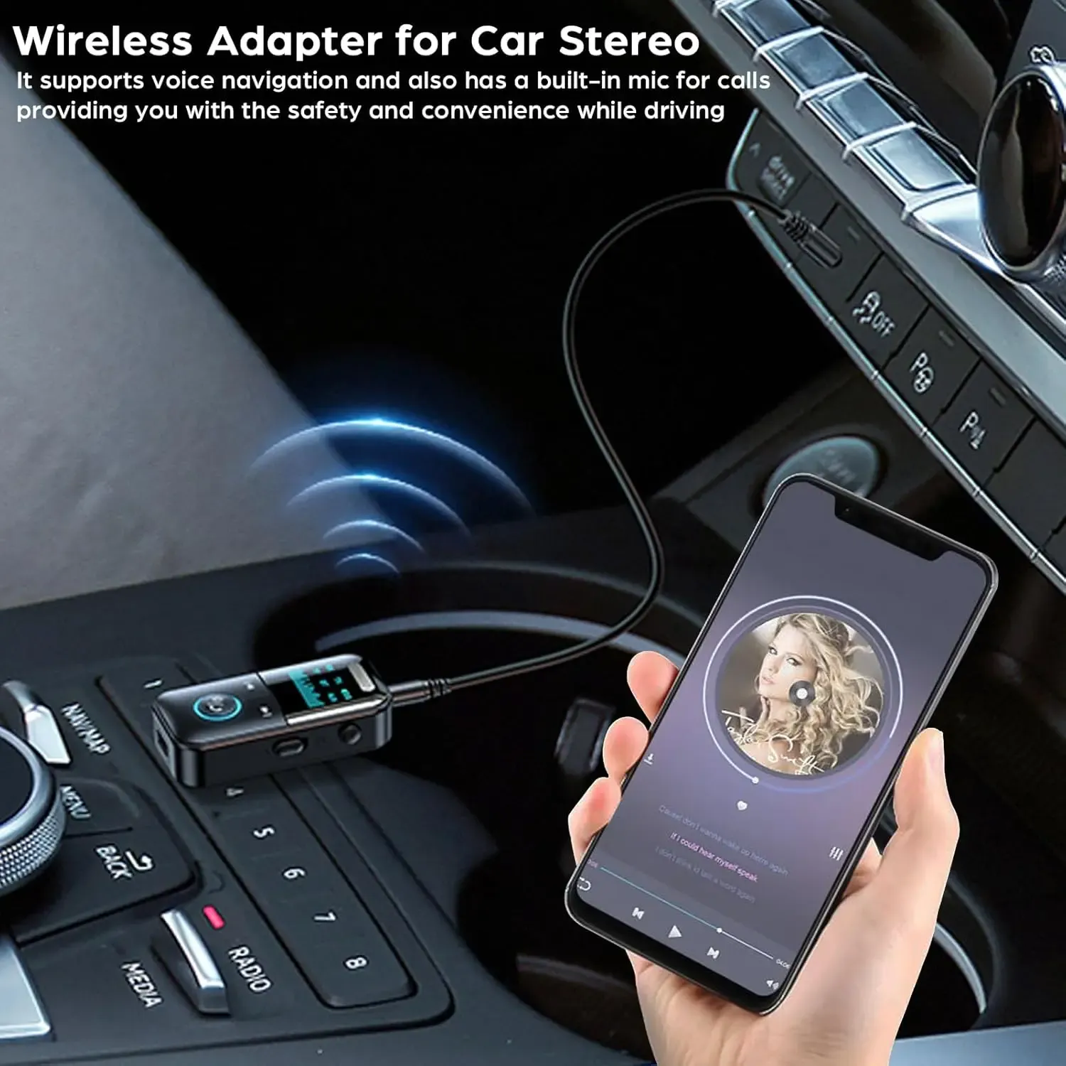 Bluetooth 5.4 Audio Receiver Transmitter with LED Display, 3.5mm Aux Jack for Car, Home Stereo, Headphones, Speakers, TV - Wireless Audio Adapter thumbnail 3