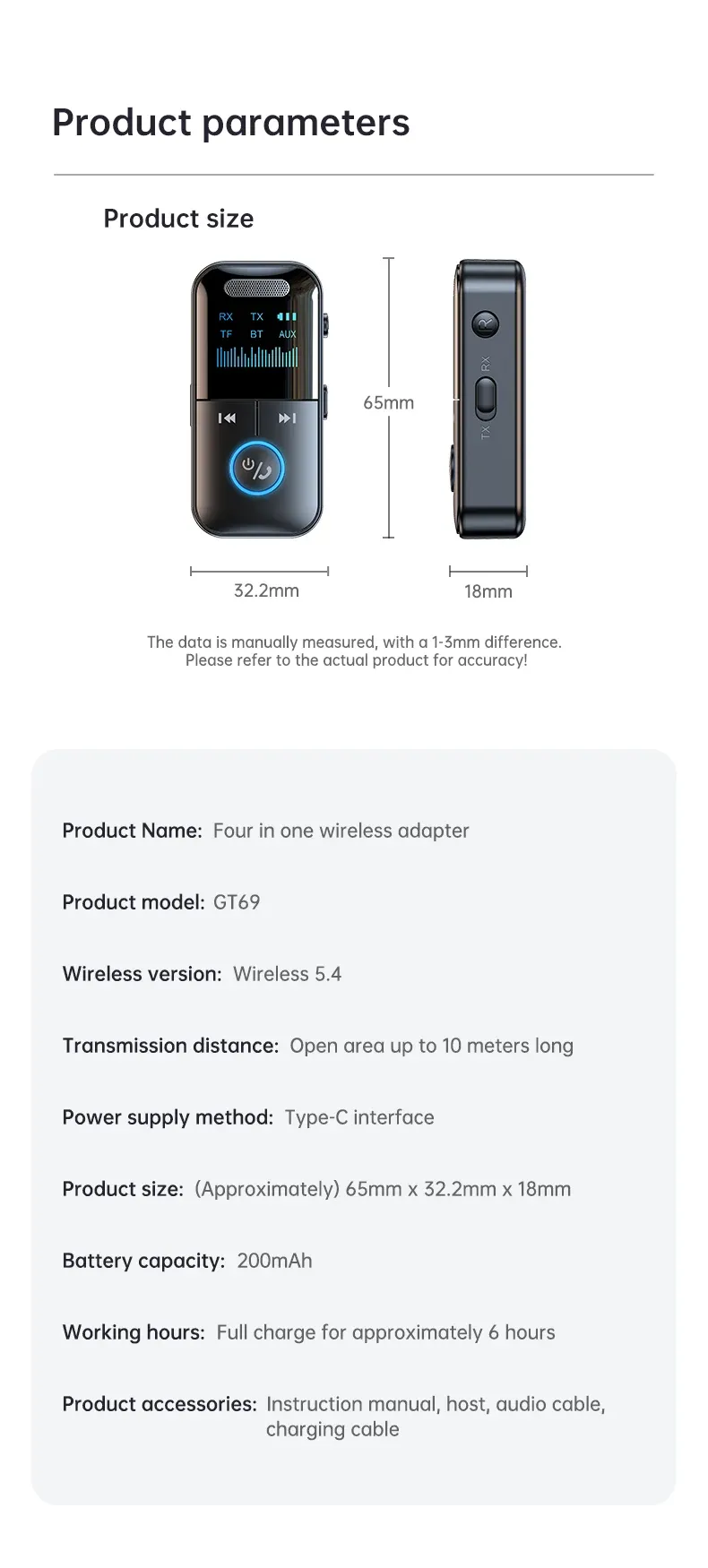 Bluetooth 5.4 Audio Receiver Transmitter with LED Display, 3.5mm Aux Jack for Car, Home Stereo, Headphones, Speakers, TV - Wireless Audio Adapter showcase 16