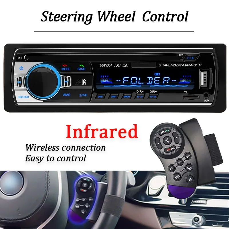 1 Din Car Stereo Radio MP3 Player with Bluetooth, USB/SD Card Input, FM Radio, AUX, and Remote Control - Digital Audio System for Enhanced In-Car Entertainment showcase 4