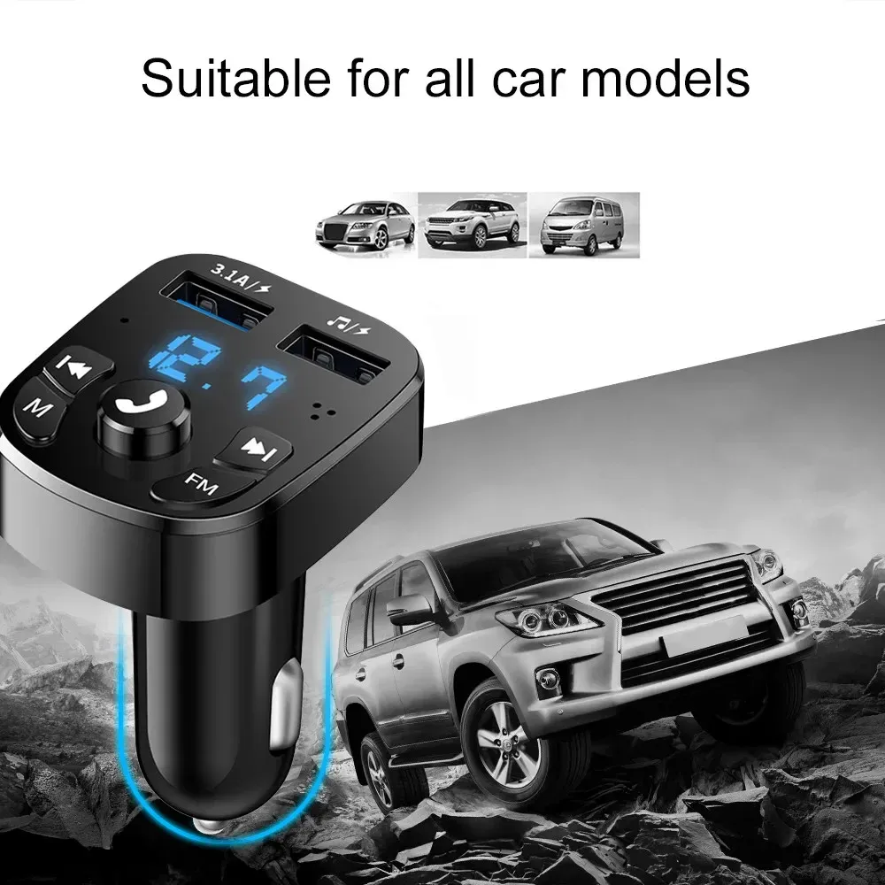 Bluetooth 5.0 Car Charger FM Transmitter with Dual USB Ports, Hands-Free Calling, MP3 Player for Android & iOS Devices - Fast Charging 3.1A thumbnail 3