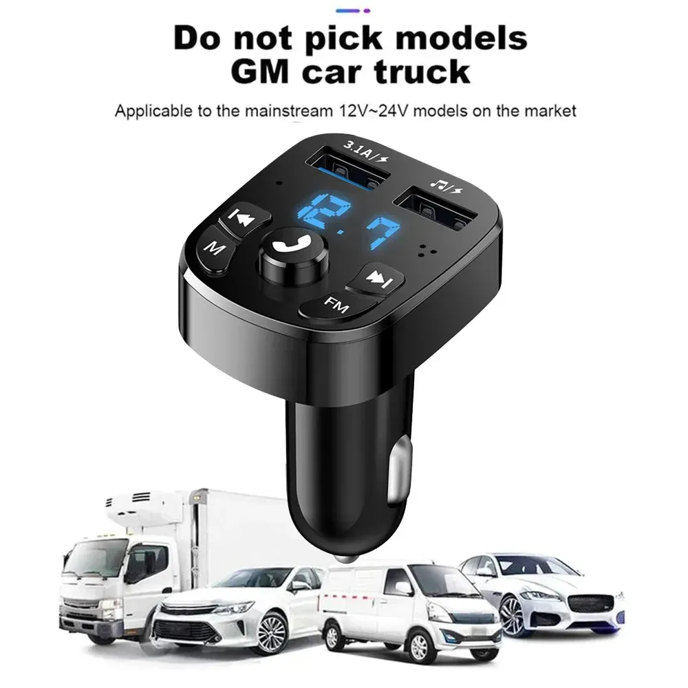 Bluetooth 5.0 Car Charger FM Transmitter with Dual USB Ports, Hands-Free Calling, MP3 Player for Android & iOS Devices - Fast Charging 3.1A showcase 7