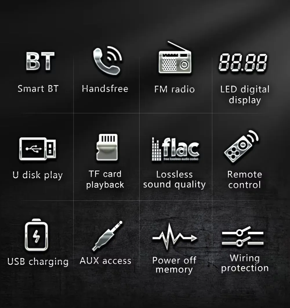 BQCC JSD-530 Double Din Car Stereo MP3 Player with Bluetooth, USB/SD, AUX Input, 60W x 4 FM Radio, APP Control, and Subwoofer RCA Output - Enhance Your Driving Audio Experience thumbnail 3