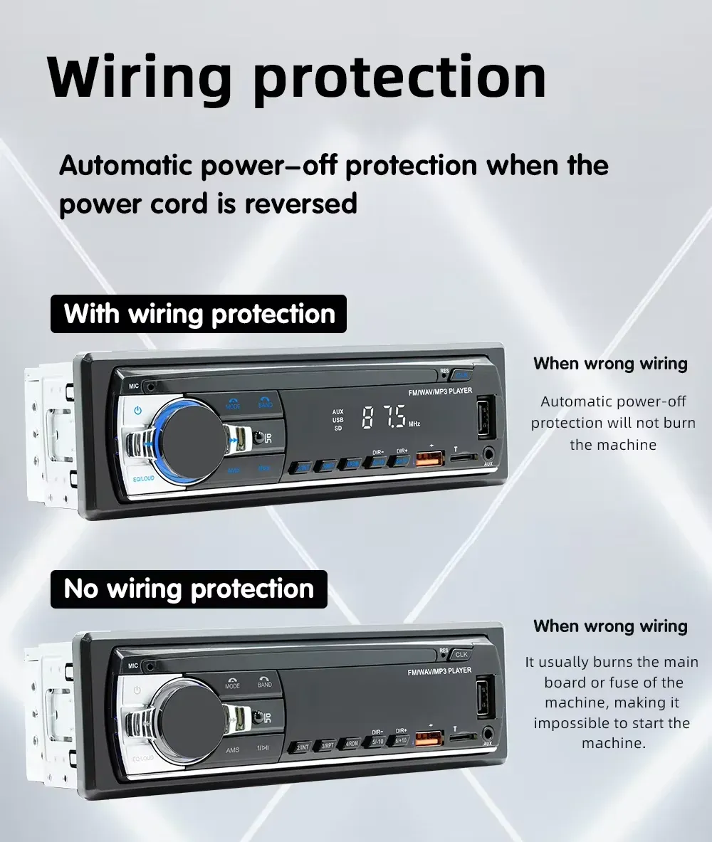 BQCC JSD-530 Double Din Car Stereo MP3 Player with Bluetooth, USB/SD, AUX Input, 60W x 4 FM Radio, APP Control, and Subwoofer RCA Output - Enhance Your Driving Audio Experience thumbnail 4
