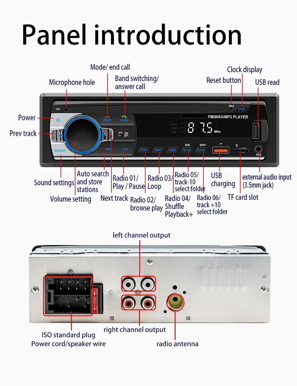 BQCC JSD-530 Double Din Car Stereo MP3 Player with Bluetooth, USB/SD, AUX Input, 60W x 4 FM Radio, APP Control, and Subwoofer RCA Output - Enhance Your Driving Audio Experience showcase 14