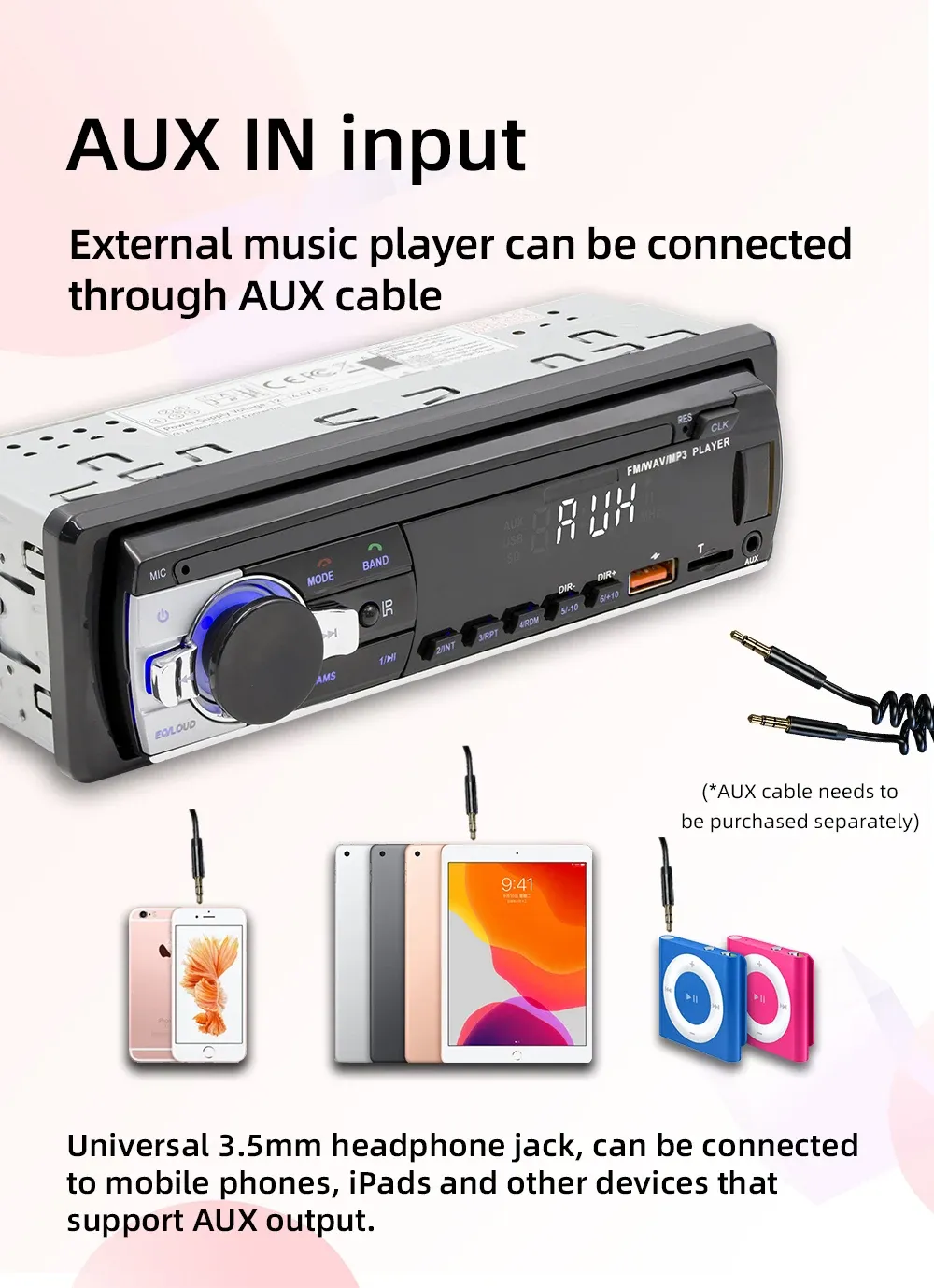 BQCC JSD-530 Double Din Car Stereo MP3 Player with Bluetooth, USB/SD, AUX Input, 60W x 4 FM Radio, APP Control, and Subwoofer RCA Output - Enhance Your Driving Audio Experience showcase 8