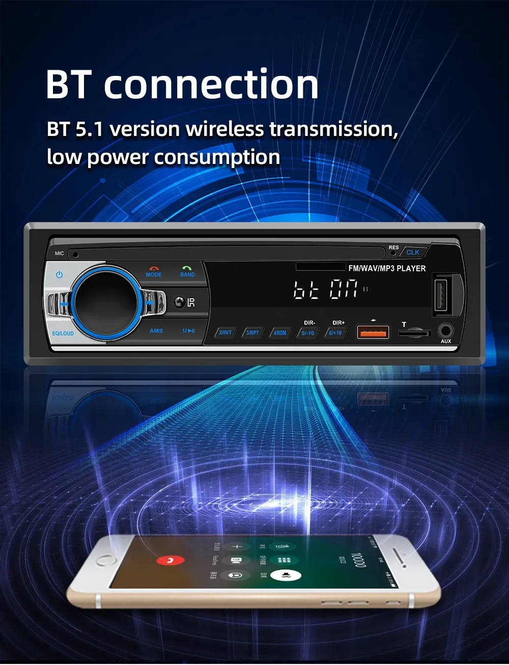 BQCC JSD-530 Double Din Car Stereo MP3 Player with Bluetooth, USB/SD, AUX Input, 60W x 4 FM Radio, APP Control, and Subwoofer RCA Output - Enhance Your Driving Audio Experience showcase 7