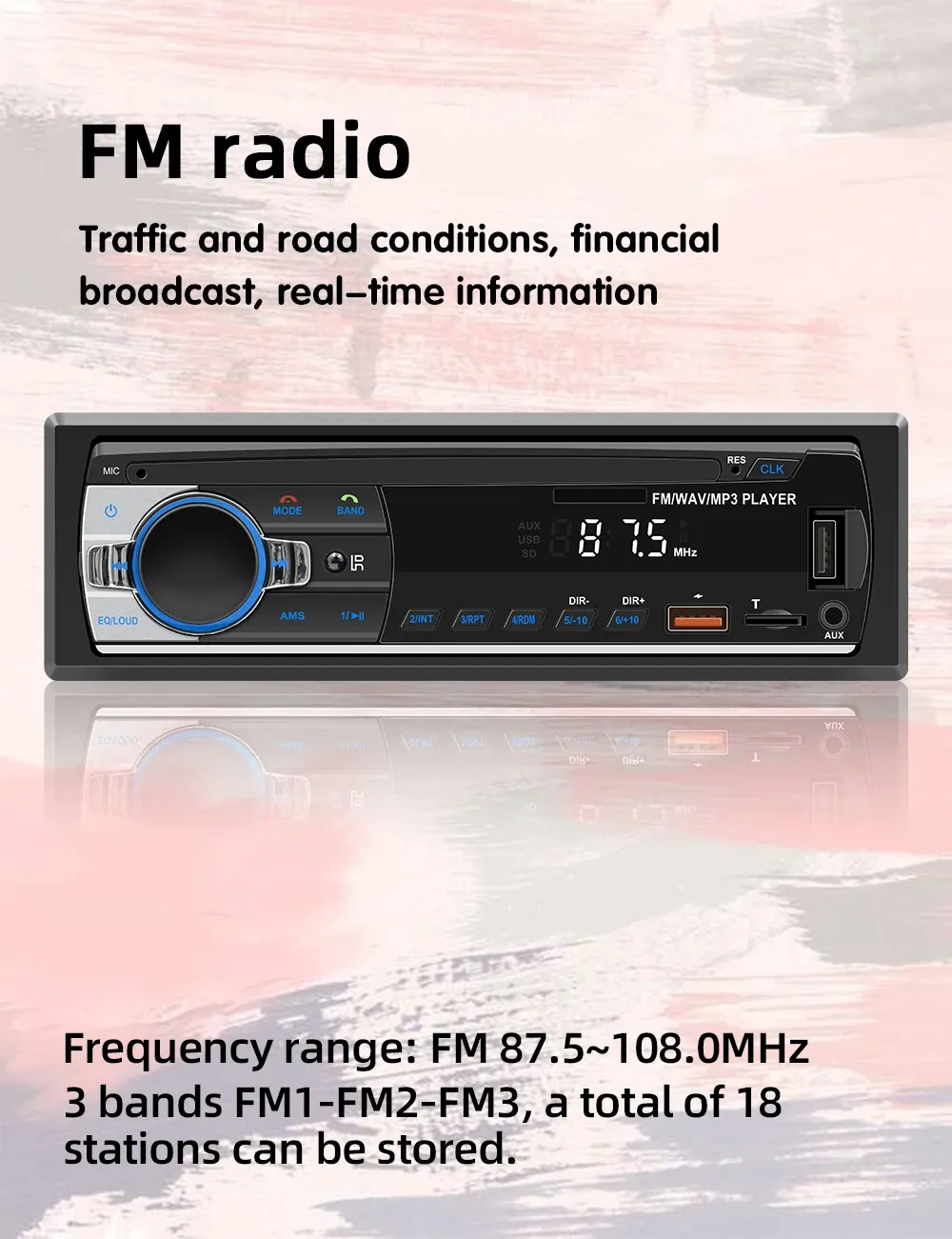 BQCC JSD-530 Double Din Car Stereo MP3 Player with Bluetooth, USB/SD, AUX Input, 60W x 4 FM Radio, APP Control, and Subwoofer RCA Output - Enhance Your Driving Audio Experience showcase 6