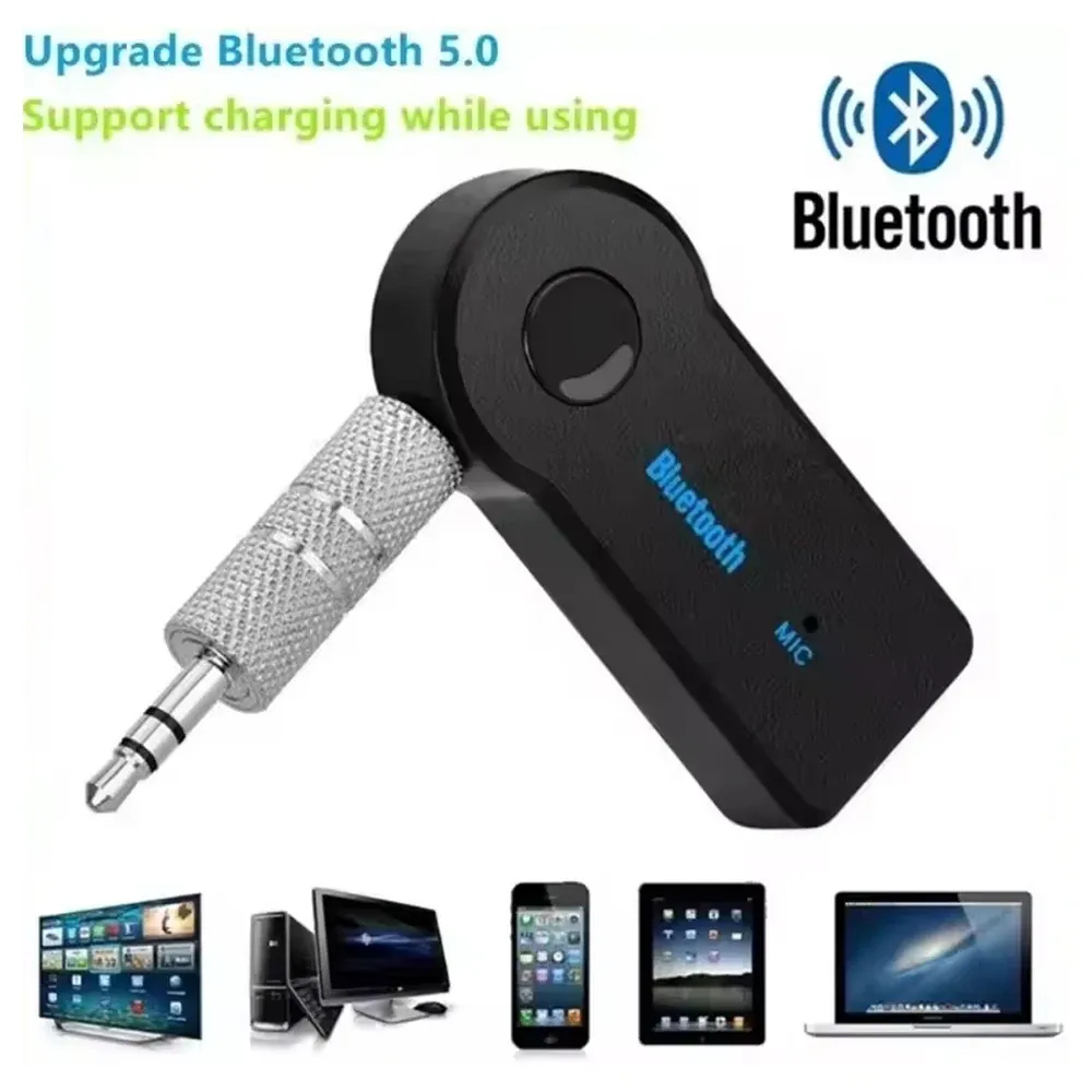 Bluetooth 5.0 Car Audio Receiver Adapter with 3.5mm AUX Input, Wireless Hands-Free Stereo Converter for Mobile Phones and Speakers