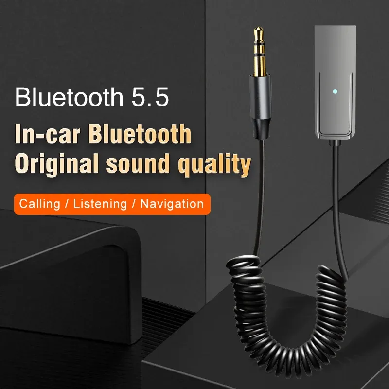 Bluetooth 5.5 Audio Receiver Adapter for Car AUX, USB to 3.5mm Wireless Music Streaming with Microphone for Hands-Free Calls, Hi-Fi Stereo Sound thumbnail 4