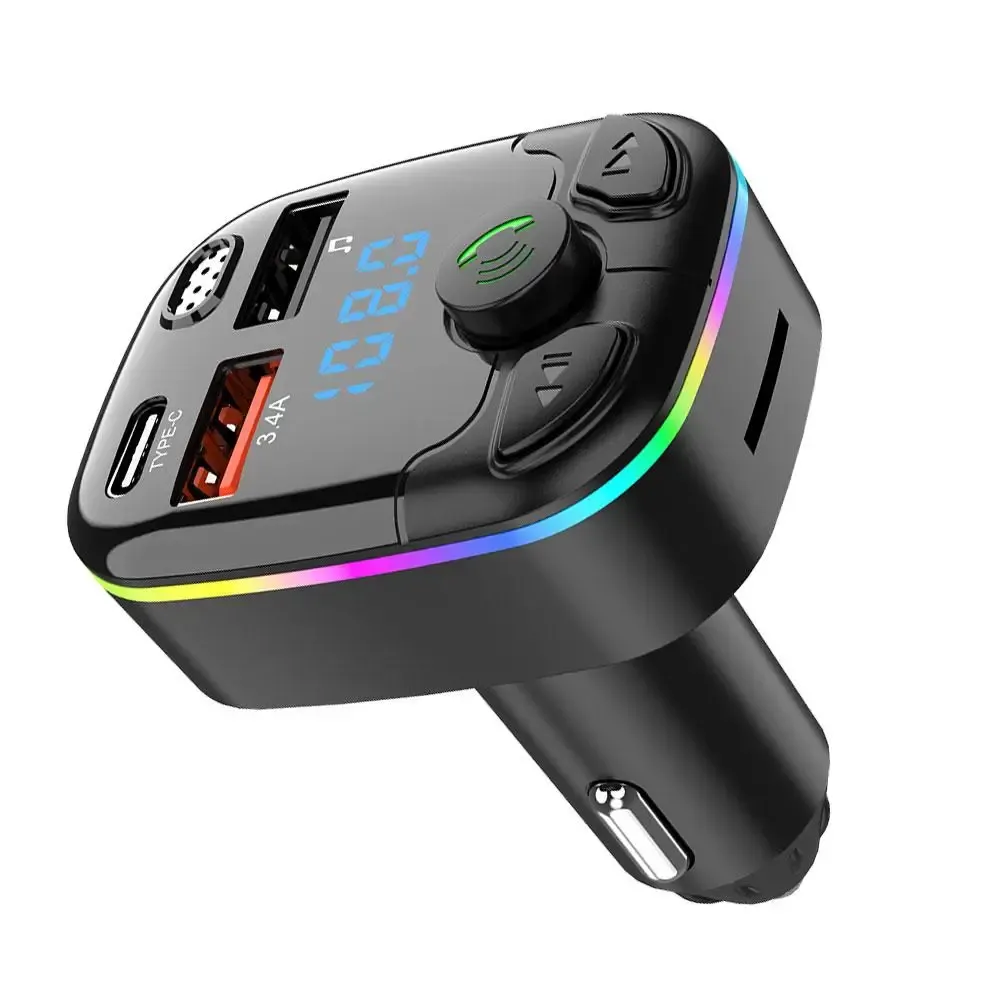 Bluetooth 5.0 Car FM Transmitter PD Type-C QC3.0 Dual USB MP3 Player with Handsfree Calling and Ambient Light, Fast Charging Adapter for Phones & Tablets showcase 9