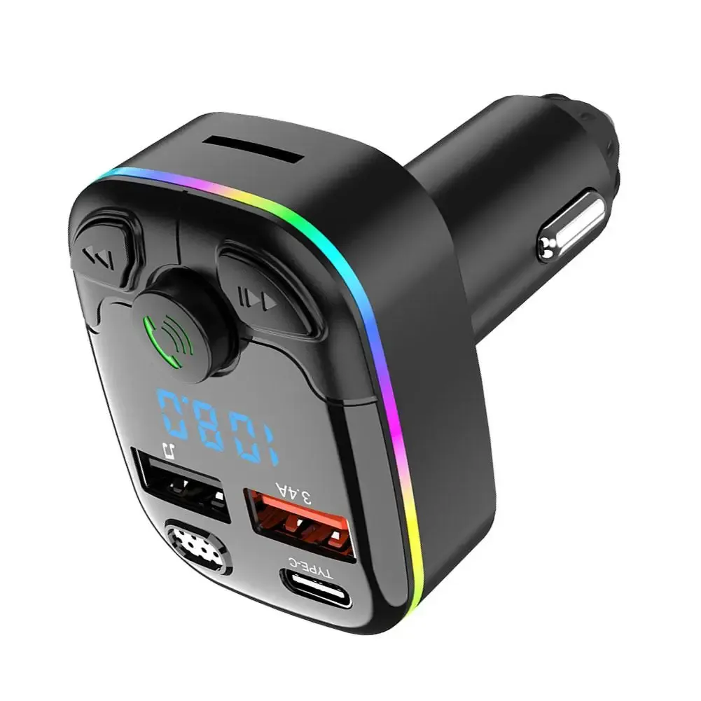 Bluetooth 5.0 Car FM Transmitter PD Type-C QC3.0 Dual USB MP3 Player with Handsfree Calling and Ambient Light, Fast Charging Adapter for Phones & Tablets showcase 8