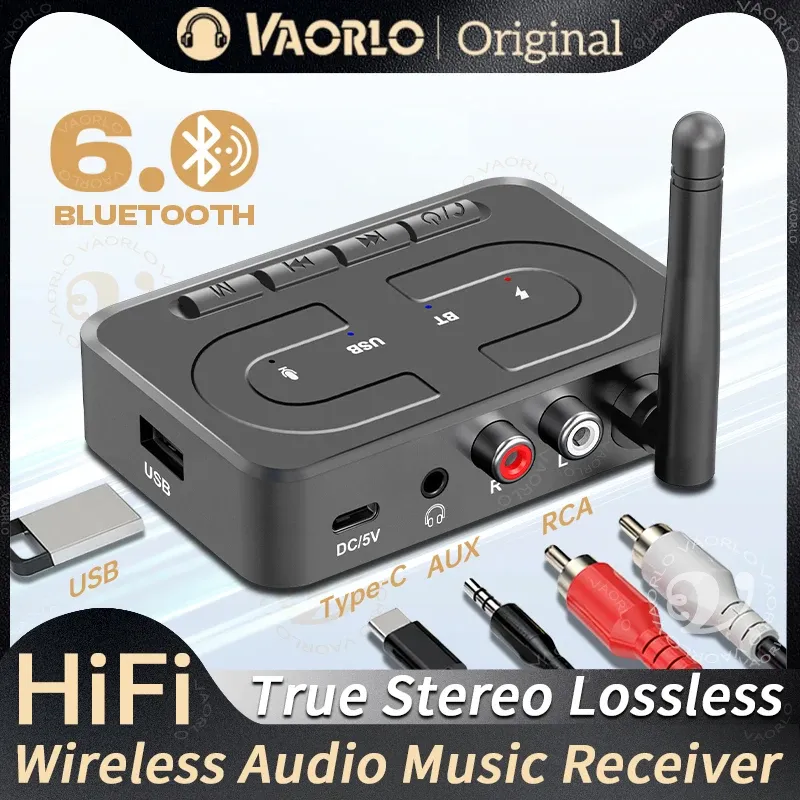 Bluetooth 5.0 Audio Receiver Adapter with HD Microphone & Antenna, USB U-Disk Music Wireless HIFI Stereo for Car Speaker Amplifier, 3.5mm AUX RCA Output thumbnail 1