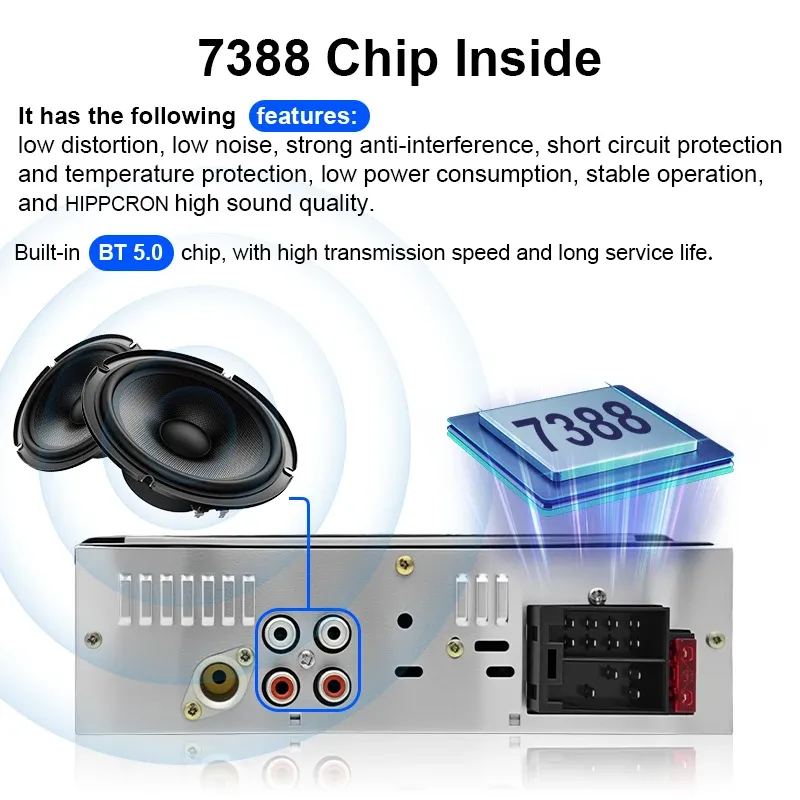 Hippcron 1DIN Car Stereo Multimedia MP3 Player with Bluetooth, FM Radio, USB/SD Input, AUX, and Remote Control - Digital Audio for Your Vehicle showcase 7
