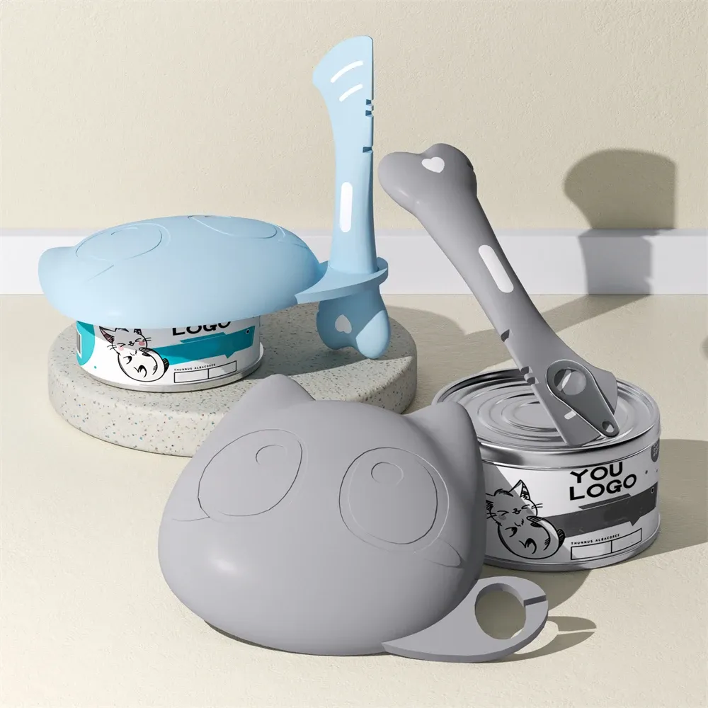 Silicone Cat Food Can Lid and Spoon Set, Multifunctional Pet Wet Food Feeding Scoop with Can Opener, Sealed Pet Food Storage thumbnail 3