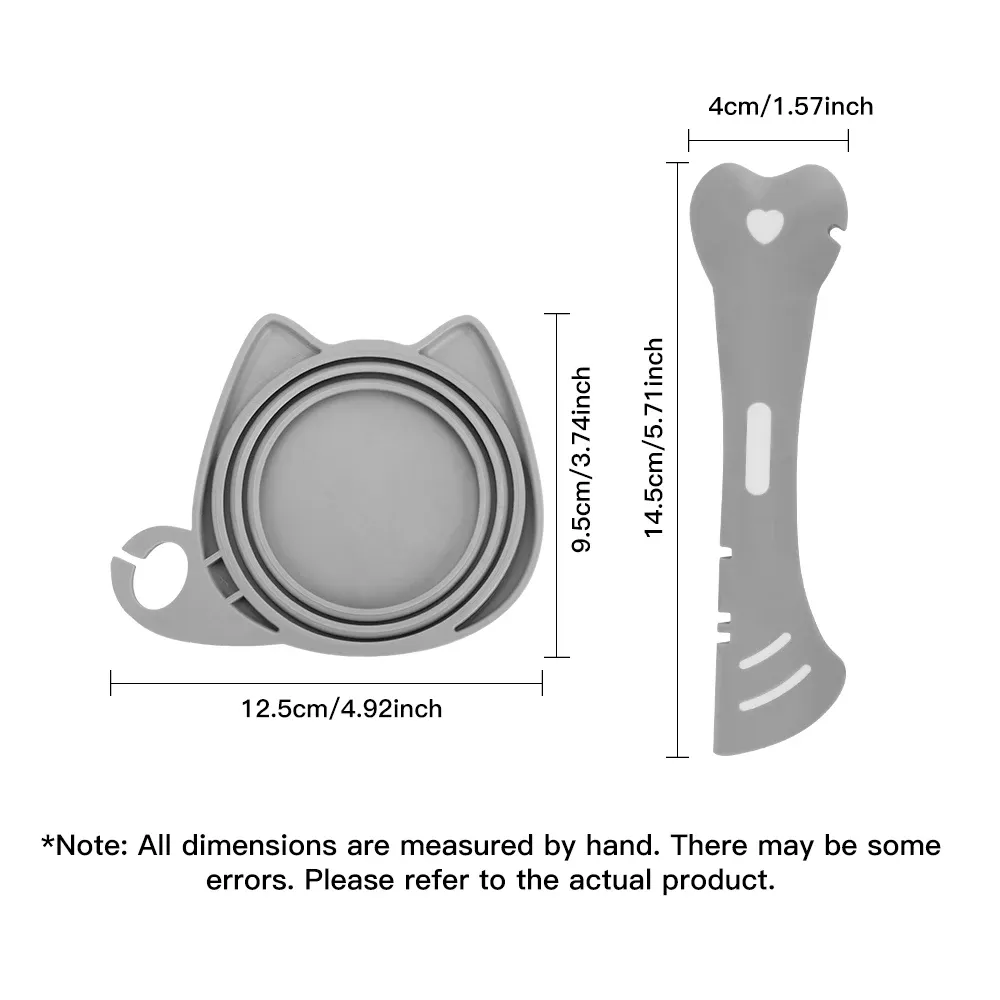 Silicone Cat Food Can Lid and Spoon Set, Multifunctional Pet Wet Food Feeding Scoop with Can Opener, Sealed Pet Food Storage thumbnail 2