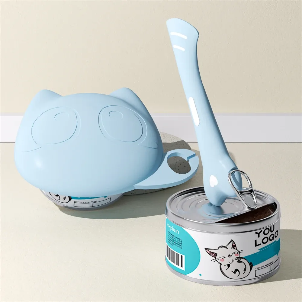Silicone Cat Food Can Lid and Spoon Set, Multifunctional Pet Wet Food Feeding Scoop with Can Opener, Sealed Pet Food Storage showcase 5